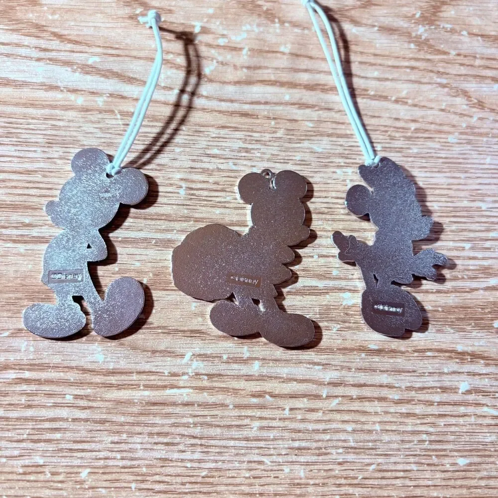 Disney Mickey And Minnie Metal Painted Ornaments Lot Of 3